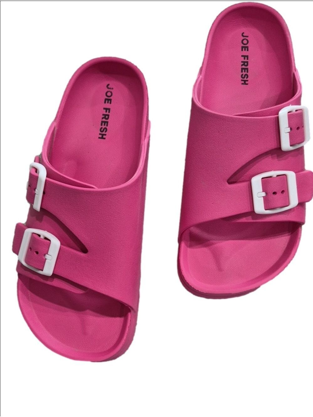 Joe Fresh Hot Pink Double Buckle Slide Sandals